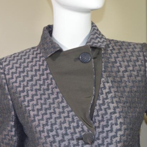 Armani Collezioni Grey/Brown Powerhouse ZigZag Jacket Made in Italy 🇮🇹 - Picture 15 of 16